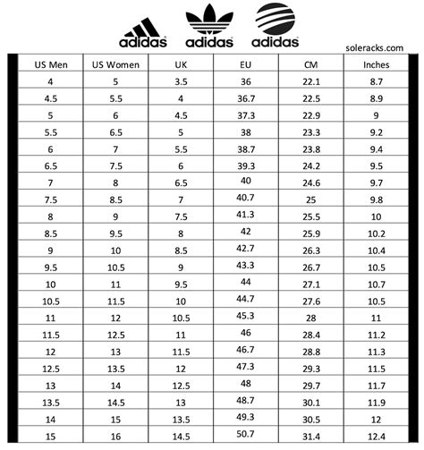 adidas Womens Shoes Size Chart 